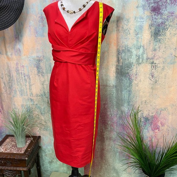 📌 Donna Ricco Timeless Red Cotton Blend  Dress - Picture 7 of 13
